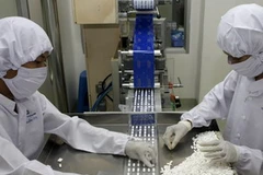 Sản xuất thuốc theo tiêu chuẩn GMP-WHO tại Công ty cổ phần dược phẩm Agimex Pharm (An Giang). (Ảnh: Nhật Anh/TTXVN)