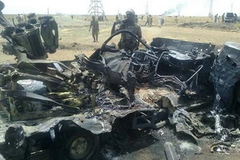 Một chiếc xe cháy tại khu vực giàu dầu mỏ Heglig. (Nguồn: Getty Images)