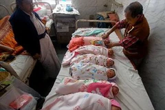 Nhân viên y tế Ấn Độ cho trẻ sơ sinh uống vắcxin phòng bại liệt tại một bệnh viện ở Agartala (Ấn Độ) ngày 20/1/2013. (Nguồn: AFP/TTXVN .)