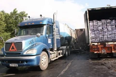 Hiện trường vụ tai nạn. (Ảnh: Trần Lê Lâm/Vietnam+) 