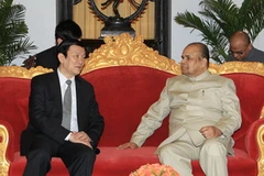 Thống đốc Bang Maharashtra, Ngài K.Sankaranarayanan tiếp kiến Chủ tịch nước Trương Tấn Sang đến thăm. (Ảnh: Nguyễn Khang/TTXVN)