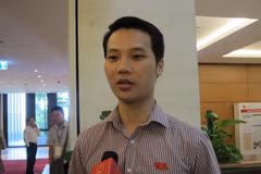 Đại biểu Nguyễn Xuân Thủy (đoàn Phú Thọ) đang trao đổi với báo chí (Ảnh: Đức Duy/Vietnam+)