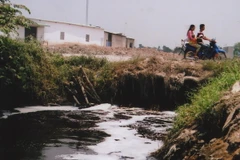 Nước thải chưa qua xử lý đổ ra kênh Tham Lương. (Ảnh: Văn Khánh/TTXVN)