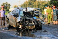 Hiện trường vụ tai nạn. (Ảnh: Ngọc Minh/TTXVN)