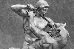 Bản khắc mô tả cảnh người hùng Theseus tiêu diệt Minotaur.
