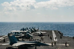 Tàu sân bay USS Harry S. Truman tại vùng biển phía đông Địa Trung Hải ngày 8/5/2018. (Ảnh: AFP/TTXVN)