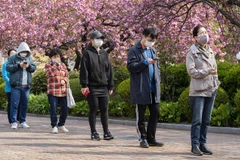 Người dân đeo khẩu trang phòng lây nhiễm COVID-19 tại Seoul, Hàn Quốc. (Ảnh: THX/TTXVN)