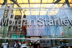 Biểu tượng Morgan Stanley tại trụ sở ở New York, Mỹ. (Ảnh: AFP/TTXVN)
