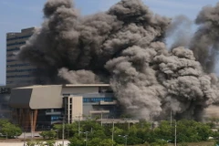 Vụ nổ của Triều Tiên phá hủy văn phòng liên lạc liên Triều ngày 16/6/2020. (Ảnh: Yonhap/TTXVN)