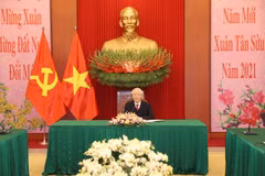 Tổng Bí thư, Chủ tịch nước Nguyễn Phú Trọng điện đàm với Bí thư Thứ nhất Đảng Cộng sản Cuba Raul Castro Ruz. (Ảnh: Trí Dũng/TTXVN)