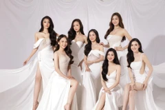 Trưởng ban tổ chức các cuộc thi Miss World Vietnam, Miss Grand Vietnam, Hoa hậu Quốc gia Việt Nam cùng các hoa hậu bước ra từ những cuộc thi này. (Ảnh: CTV/Vietnam+)