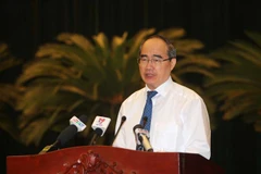 Bí thư Thành ủy Thành phố Hồ Chí Minh Nguyễn Thiện Nhân phát biểu khai mạc hội nghị. (Ảnh: Thanh Vũ/TTXVN)