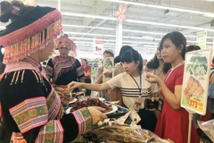 Người dân Thành phố Hồ Chí Minh có cơ hội dùng thử sản phẩm đặc sản nhiều vùng, miền núi phía Bắc. (Ảnh: Mỹ Phương/TTXVN)