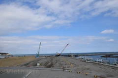 Công trường xây dựng cảng tại thị trấn Namie. (Ảnh: Nguyễn Tuyến/Vietnam+)