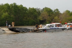 Hiện trường vụ cháy. (Ảnh: Mạnh Linh/Vietnam+)