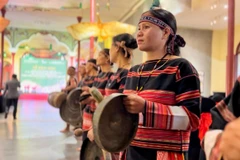 Tái hiện không gian văn hóa Cồng chiêng Tây Nguyên giữa Thủ đô Hà Nội. (Ảnh: Mai Mai/Vietnam+)