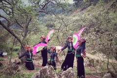 Các cô gái Thái trong điệu Xòe mừng Xuân mới. (Ảnh: Mai Mai/Vietnam+)