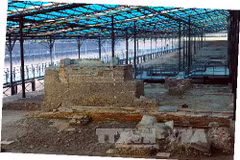 Tổ hợp công trình kiến trúc nhà Lý (thế kỷ 11-12) tại Khu di tích 18 Hoàng Diệu. (Ảnh: Minh Đức/TTXVN)