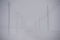 Tuyết rơi mù mịt khi bão tuyết tràn vào Ephrata, bang Pennsylvania (Mỹ) ngày 14/3. (Nguồn: AFP/TTXVN)