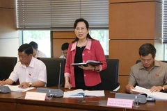 Đại biểu Quốc hội tỉnh Hải Dương Lê Thị Thủy phát biểu thảo luận. (Ảnh: Phương Hoa/TTXVN)