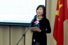 Đại sứ Hồ Đắc Minh Nguyệt phát biểu tại Lễ kỷ niệm. (Ảnh: Đại sứ quán Việt Nam tại Slovakia)