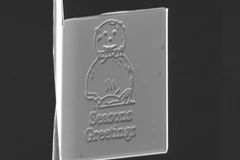 Hình ảnh trên tấm thiệp Giáng sinh nhỏ nhất thế giới. (Nguồn: NPL)