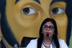  Ngoại trưởng Venezuela Delcy Rodriguez tại cuộc họp báo ở Caracas ngày 29/3. (Nguồn: AFP/TTXVN)