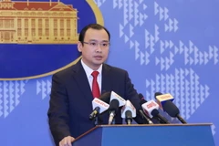 Người phát ngôn Bộ Ngoại giao Lê Hải Bình phát biểu tại buổi họp báo. (Ảnh: Phạm Kiên/TTXVN)