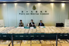  Số ma túy thu giữ được tại Hong Kong, Trung Quốc ngày 6/7/2012. (Nguồn: AFP/TTXVN)