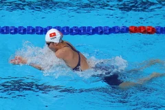 Kình ngư Nguyễn Thị Ánh Viên thi đấu chung kết nội dung 400m tự do nữ. (Ảnh: Quốc Khánh/TTXVN)