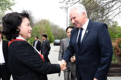 Chủ tịch Quốc hội Nguyễn Thị Kim Ngân gặp Phó Chủ tịch Quốc hội Hungary Jakab Istvan. (Ảnh Trọng Đức/TTXVN) 