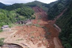 Cảnh tan hoang sau trận lở đất tại ngôi làng ở Ninh Hương, Hồ Nam, Trung Quốc ngày 2/7. (Nguồn: THX/TTXVN)