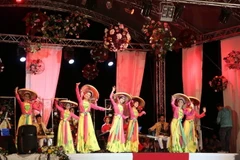 Đoàn Việt Nam biểu diễn tai liên hoan dân gian thế giới 2017. (Ảnh: TTXVN)