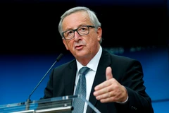 Chủ tịch Ủy ban châu Âu Jean-Claude Juncker trong cuộc họp báo tại Brussels (Bỉ) ngày 20/10. (Nguồn: THX/TTXVN)