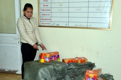 Đối tượng Nguyễn Thị Kim Ngân cùng tang vật. (Ảnh: Nguyễn Hoàng/TTXVN)