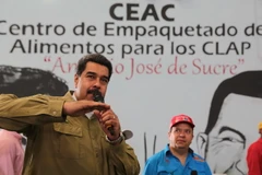 ổng thống Venezuela Nicolás Maduro (trái) phát biểu tại một sự kiện ở Cumana ngày 1/3. (Nguồn: EPA/TTXVN)