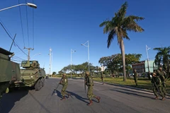 Quân đội được điều động tới để thắt chặt an ninh tại Victoria, thủ phủ bang Espirito Santo ngày 9/2. (Nguồn: THX/TTXVN)