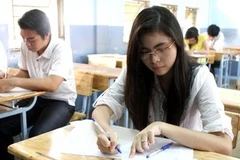 Thí sinh thi tại hội đồng thi trường Cao đẳng Văn hóa Nghệ Thuật (Thành phố Hồ Chí Minh). (Ảnh: Phương Vy/TTXVN)