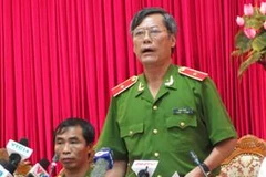 Thiếu tướng Trần Thùy - Phó Giám đốc Công an thành phố Hà Nội trả lời báo chí về vụ Hoài Đức. (Ảnh: PV/Vietnam+)