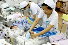 Nhân viên y tế chăm sóc cho trẻ sơ sinh tại Bệnh viện Phụ sản Từ Dũ. (Ảnh: Dương Ngọc/TTXVN)