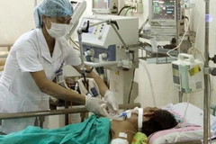 Cán bộ y tế điều trị chống độc cho bệnh nhân. (Ảnh: Dương Ngọc/TTXVN)