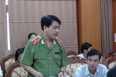 Giám đốc công an Thành phố Hà Nội Nguyễn Đức Chung công bố kết luận điều tra ban đầu tại cuộc họp. (Ảnh: Thùy Giang/Vietnam+)