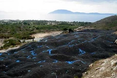 Một bãi chứa hạt nix thải của nhà máy đóng tàu Huyndai Vinashin. (Ảnh: Internet)