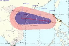 Ảnh đường đi của cơn bão số 10. (Ảnh: Trung tâm Dự báo Khí tượng Thủy văn Trung ương)
