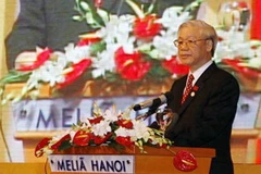 Chủ tịch Quốc hội Việt Nam, Chủ tịch Đại hội đồng AIPA-31 Nguyễn Phú Trọng đọc Diễn văn khai mạc. (Ảnh: Trí Dũng/TTXVN)