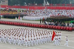 Khối Sĩ quan Hải quân. (Ảnh: Đinh Xuân Tuân/TTXVN)