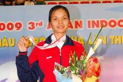 Vận động viên của đội tuyển bi sắt Việt Nam Nguyễn Thị Hiền. (Ảnh: Hồng Kỳ/TTXVN) 