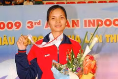 Vận động viên của đội tuyển bi sắt Việt Nam Nguyễn Thị Hiền. (Ảnh: Hồng Kỳ/TTXVN) 