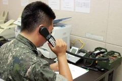 Đường dây liên lạc giữa hai miền Triều Tiên. (Ảnh: Getty Images/TTXVN)
