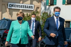 Thủ tướng Đức Merkel gặp Thủ hiến bang Bayern Söder. (Nguồn: DPA)